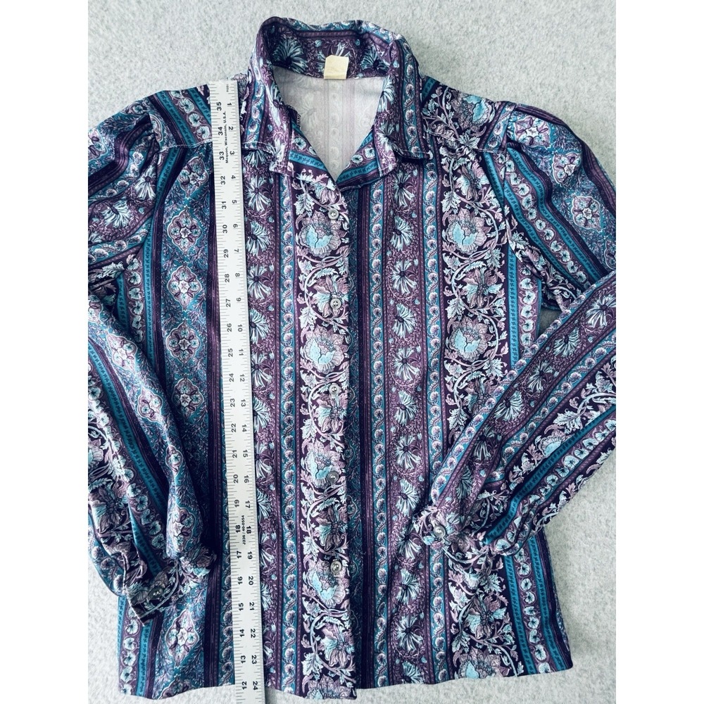 Fire Islander Pink Paisley Blouse Top Shirt Mod Vintage 70s Womens 12 Retro - Picture 6 of 9